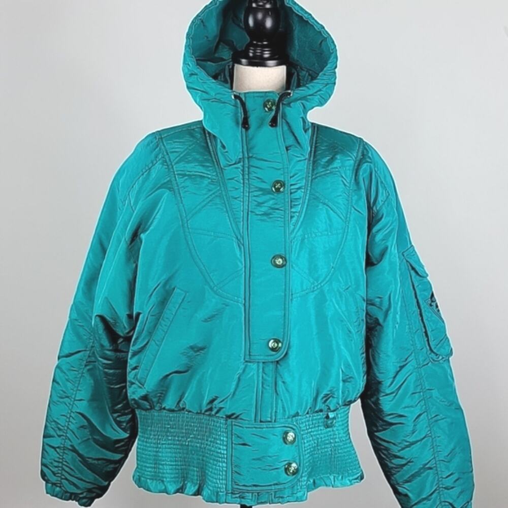 Nils Women's Vintage Green Tina Ski‎ Snow Hooded Jacket 14 FLAW